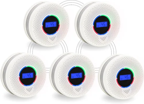 Vista 11 de Kesymo 6Pack Detector de Monóxido de Carbono y Humo Interconectado Actualizado, Detector de Humo y Monóxido de Carbono Alimentado por Batería