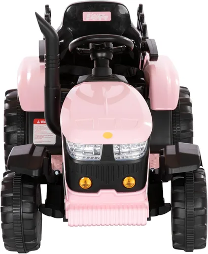 Vista 2 de Tractor de paseo de 24 V para niños, remolque desmontable, rosa