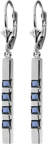 Vista 3 de Galaxy Gold GG Pendientes de oro macizo de 14 quilates con zafiros naturales
