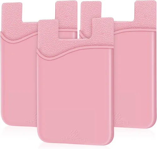 Vista 15 de SHANSHUI - Soporte para tarjeta de crédito de silicona, compatible con todos los teléfonos iPhone, Android y la mayoría de los teléfonos Negro x3
