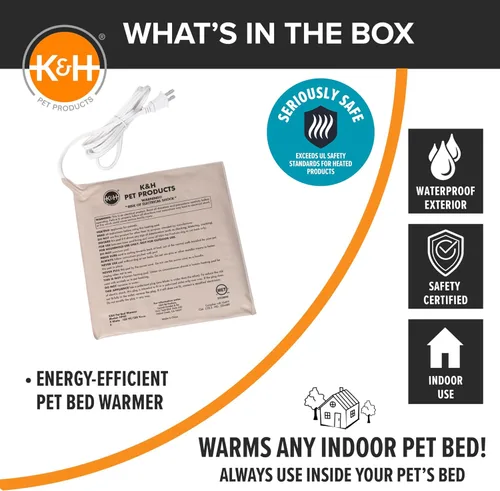 Vista 8 de K&H PET PRODUCTS K & H PET PRODUCTOS MET WEARD WEADER TAN PEQUEÑO 8,5 x 9 pulgadas Create Your Own Heated Cat Bed with The K&H Warmer, Waterproof