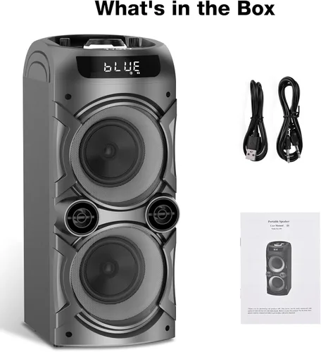 Vista 9 de Bocina Bluetooth portátil TYOTY 100W potente inalámbrica Boombox con emparejamiento TWS, sonido estéreo fuerte, graves profundos, grandes altavoces