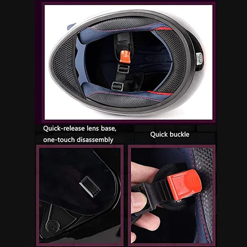 Vista 7 de Casco de motocicleta para niñas y mujeres, casco Bluetooth con orejas de gato, certificado por DOT, casco de motocicleta de cara completa, casco