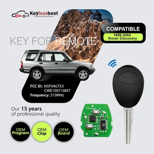 Vista 2 de Reemplazo para 2001 2002 2003 2004 Land Rover Discovery Key Fob Control remoto N5FVALTX3 2 botones 315MHz