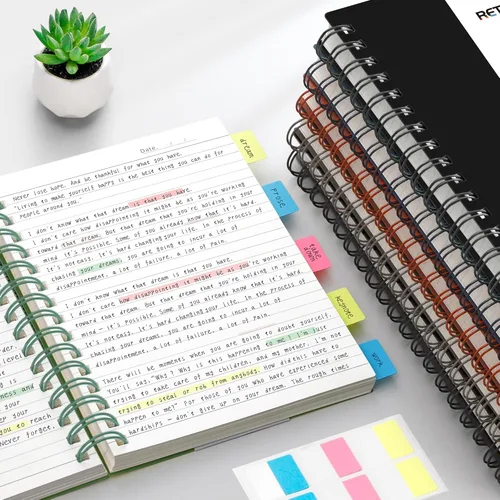 Vista 8 de RETTACY - Cuaderno en espiral grande A4, 300 páginas rayadas, 8.2 x 11.2 pulgadas, para escuela, trabajo, escritura, papel grueso de 3.53 oz/m²