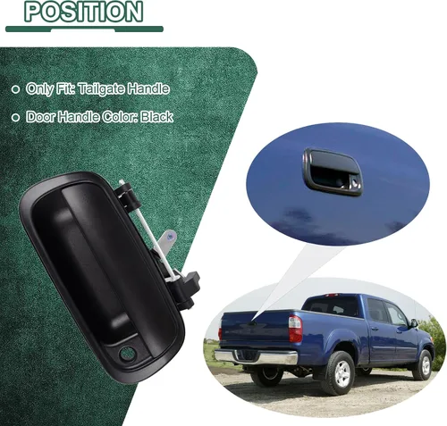 Vista 4 de Manija de puerta trasera para Toyota Tundra 2000-2006, manija de pestillo con orificio de cerradura que reemplaza # 69090-0C010 69090-0C030-C0