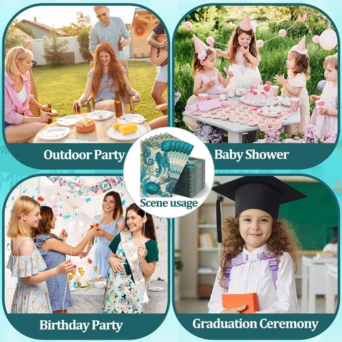 Vista 5 de Sinmoe 200 servilletas desechables para invitados, toallas de mano de playa de verano para baño, servilletas de papel desechables de 2 capas