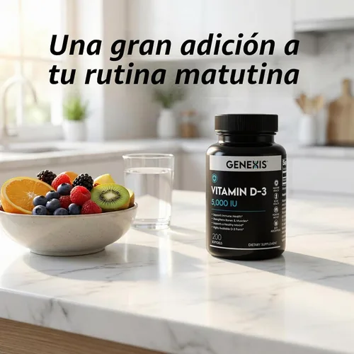 Vista 3 de Genexis Vitamin D3 5000 IU (125 mcg) – 200 Softgels