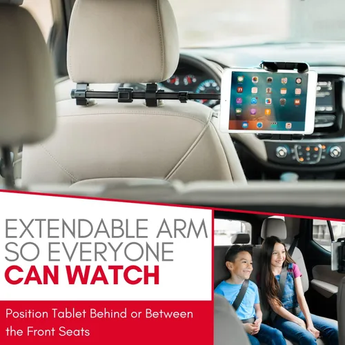Vista 4 de Macally Soporte para reposacabezas de automóvil, esenciales para viaje por carretera, para niños, soporte para tablet de asiento trasero