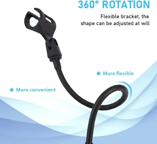 Vista 5 de Soporte de brazo para micrófono, soporte de micrófono de escritorio flexible de cuello de cisne de 360 grados con abrazadera de escritorio