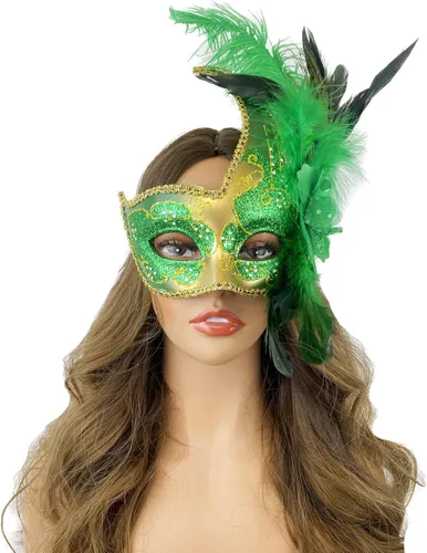 Vista 16 de Máscara de plumas venecianas para mujer, disfraz de Halloween, Mardi Gras, cosplay, fiesta de boda