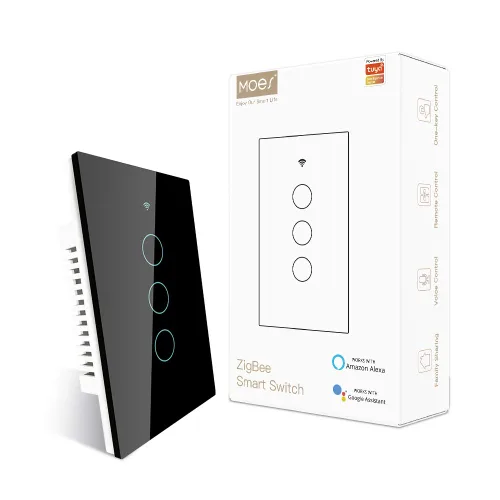 Vista 10 de MOES ZigBee - Interruptor de luz de pared táctil inteligente, requiere Tuya ZigBee Hub, sin cable neutro/cableado N+L, sin condensador, Smart Life