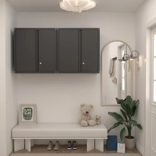 Vista 6 de Armarios de Pared para Garaje, Gabinete de Pared de Metal para Garaje con Puertas con Cerradura, Gabinete de Almacenamiento con Cerradura y Estante