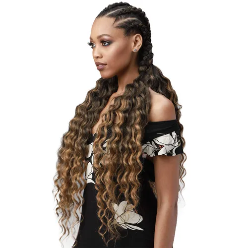 Vista 4 de Bobbi Boss - Trenzas de pelo sintético preemplumadas, 3 puntas King Wave Ocean Wave de 28 pulgadas (paquete de 5, 1)