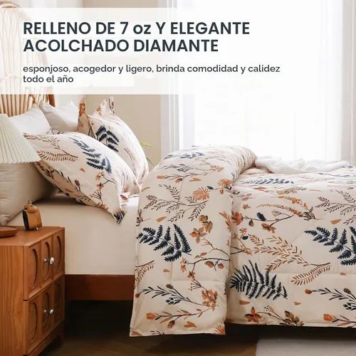 Vista 4 de JSD Juego de edredón Queen con estampado floral bohemio