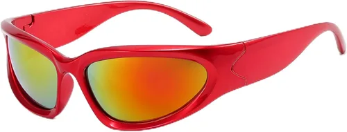 Vista 15 de LASPOR Gafas de sol deportivas envolventes para mujeres y hombres, lentes deportivos Y2K