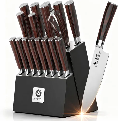 Vista 21 de imarku Cuchillo japonés Santoku de 7 pulgadas, 10Cr15CoMoV de 3 capas de Cuchillo de chef de cocina ultra afilado de alto carbono 59±2 HRC, afilado