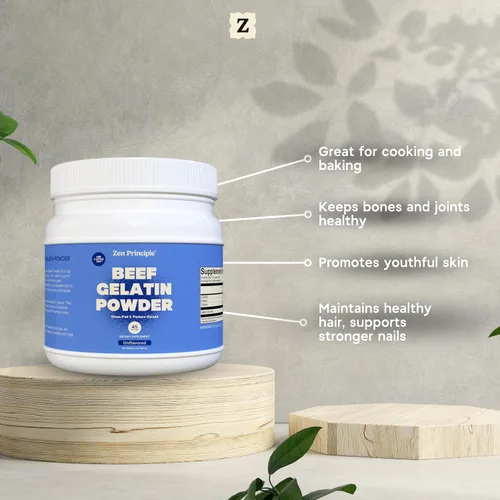 Vista 7 de Zen Principle® Paquete de colágeno + gelatina: apoya articulaciones saludables, piel brillante y cabello fuerte. Proteína en polvo sin sabor