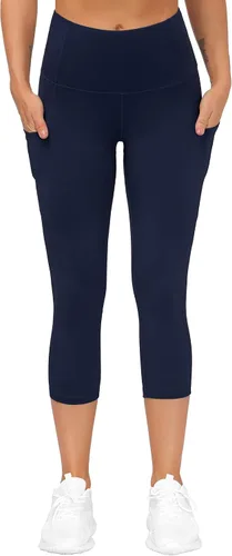 Vista 6 de The Gym People - Pantalones deportivos gruesos de tiro alto, con bolsillos y control de abdomen, leggings para entrenar, correr, hacer yoga