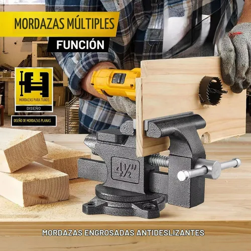 Vista 5 de Tornillo de Banco o Tornillo de Mesa 2 en 1 Actualizado de 4.5 Pulgadas, Prensa de Abrazadera para Banco de Trabajo Construida con Acero Fundido