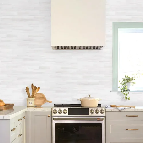 Vista 8 de STICKGOO 10 hojas de azulejos de metro para salpicaduras de cocina de aspecto de mármol blanco estrella, azulejos de pared de salpicaduras de cocina