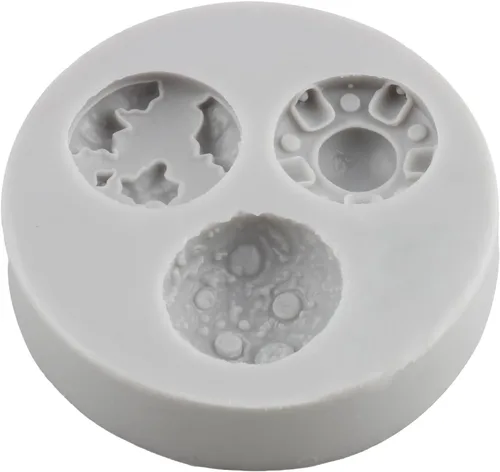 Vista 4 de Sijiangmold Molde de silicona para astronauta, diseño de astronauta, planeta, cohete, satélite, fondant, para cupcakes, decoración de pasteles
