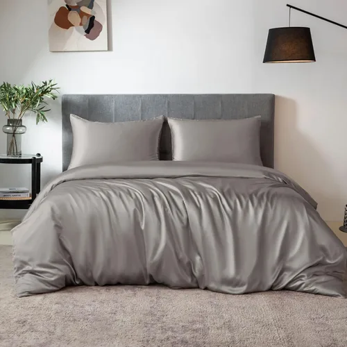 Vista 16 de TXHSILK - Sábanas 100% de seda, seda 7A+, 3 piezas, transpirables, suaves, 1 funda de edredón, 2 fundas de almohada con cremallera oculta
