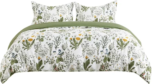 Vista 7 de Bedsure - Juego de funda de edredón para cama individual - Juego de funda de edredón reversible de flores de algodón 100 % con cierre de cremallera
