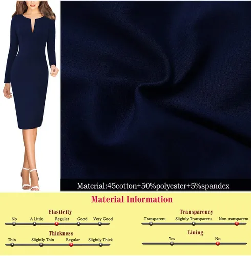 Vista 7 de VFSHOW - Vestido de tubo para mujer, con cremallera frontal, ajustado, tipo lápiz, para el trabajo, negocios, oficina, fiesta