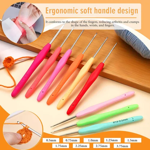 Vista 4 de SHWAKK Gancho de ganchillo pequeño, gancho ergonómico de encaje de 0.020 in, agujas de ganchillo pequeñas para manos artríticas, agujas de tejer
