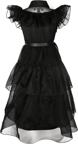 Vista 5 de Vestido de miércoles, disfraz de Addams, vestidos góticos para niñas, disfraces de Halloween