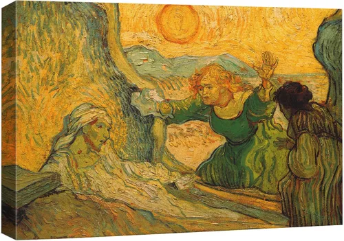 Vista 30 de Van Gogh - Lienzo con diseño giclée de olivos con cielo amarillo y sol, arte de pared de galería, estirado y enmarcado, listo para colgar, 24 x 36