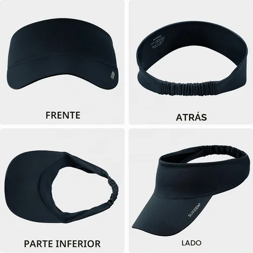 Vista 6 de Sukeen Visera solar elástica refrescante para mujeres y hombres con Negro