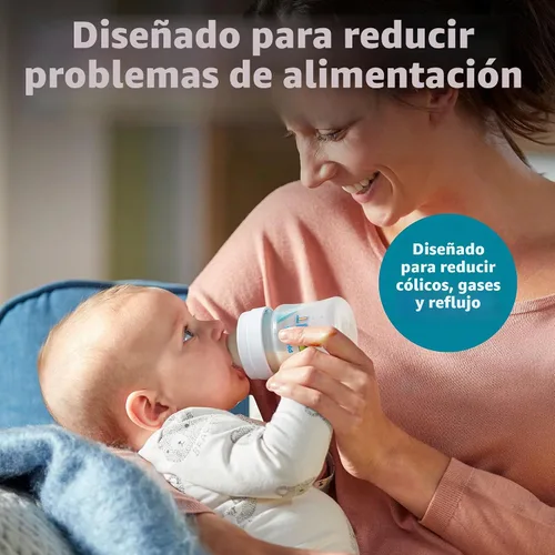 Vista 2 de Philips Avent - Biberón anticólicos con ventilación AirFree, 4 onzas, con flujo de 1 pezones, 0.0 ft+, 2 unidades, transparente, SCY701/92 For