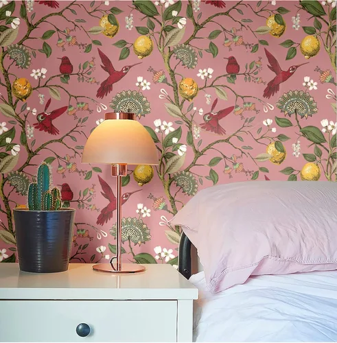 Vista 3 de Blooming Wall Blue Bird Fresh Lemon Tree Papel Tapiz Despegar y Pegar Removible Autoadhesivo Mural de Pared Decoración de Pared