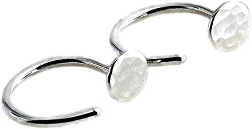 Vista 19 de Half Huggie Hammered Silver Disc Hoop Earrings for Women Tiny Cartilage Birthstone Stud Piercing Earring Hypoallergenic Screw Back Dainty Hug