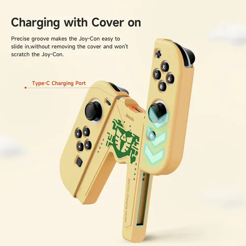 Vista 4 de JINGDU Switch Joy-Con Charging Grip Compatible with Nintendo Switch & OLED Model, Play While Charging, Portable V-Shaped Joy-Con Controller Charger