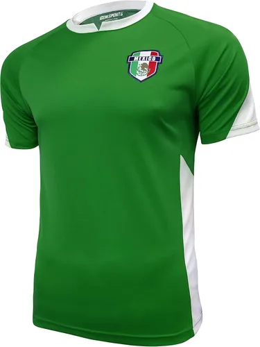 Vista 3 de Icon Sports Mexico Soccer Performance Short Sleeve Fitted Jersey Negro/Verde