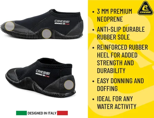 Vista 3 de Cressi Botas antideslizantes de neopreno para adultos con suela para deportes acuáticos: buceo, esnórquel, rafting, windsurf, fabricación italiana