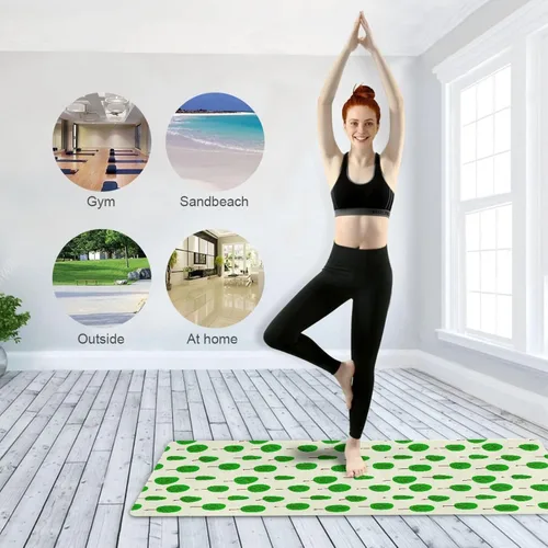 Vista 8 de Cartoon Tree Thin Yoga Mat with Bag, Non Slip Fitness Workout Mat, Foldable Suede Rubber Yoga Mat for Yoga Pilates and Fitness, 70.8" L x 26" W x 1mm