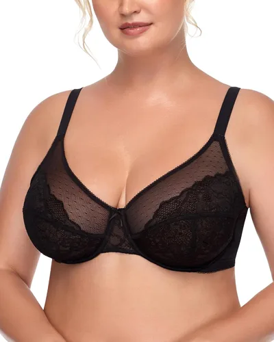 Vista 23 de HSIA Sujetadores minimizadores para mujer Enchante Lace Underwire Bra para Beige almendra