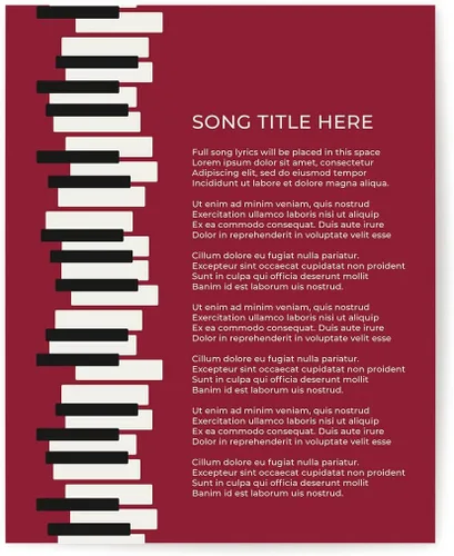 Vista 18 de Piano Keys Custom Songs Lyric Wall Art Print, Personalized Music Poster Blue 11x14" Black Frame