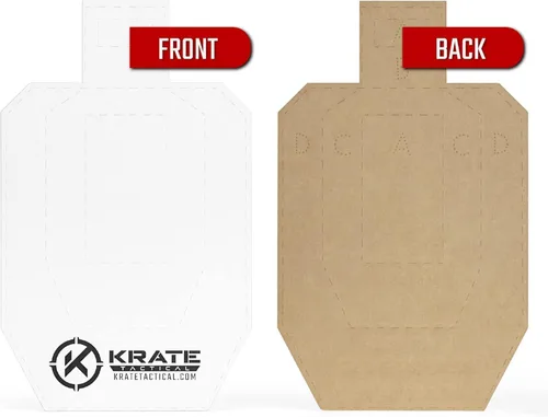 Vista 5 de KRATE Tactical Objetivos de cartón, blanco de tiro de silueta de papel de competencia, objetivos de torso para campo de tiro y práctica de armas