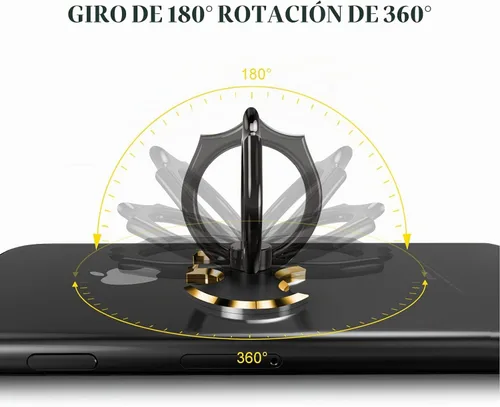 Vista 3 de OATSBASF Soporte de anillo de teléfono de murciélago giratorio 360° para Negro + dorado