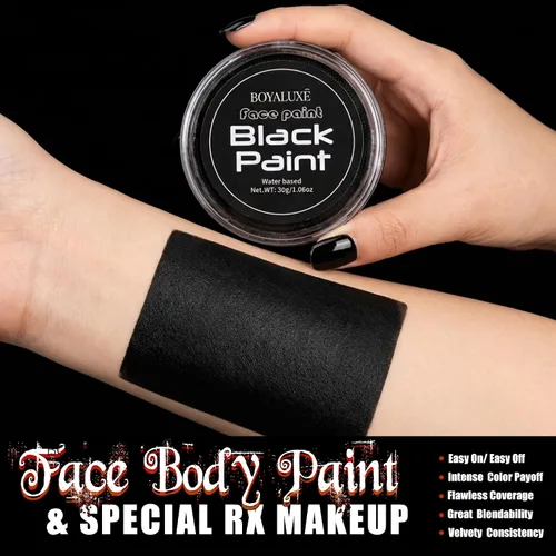 Vista 2 de Pintura corporal negra de Halloween Pintura facial blanca lavable Negro