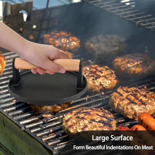 Vista 9 de Accesorios de BBQ - Cubierta de Cocción Redonda de Acero Inoxidable de 12 Pulgadas - Cúpula Derretidora de Queso Kit de Prensa de Parrilla Redonda