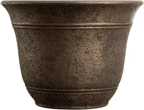 Vista 2 de The HC Companies - Maceta redonda de plástico tradicional para interiores y exteriores, 13 pulgadas de ancho, para plantas y flores de jardín