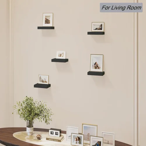 Vista 6 de HAO - Estante flotante pequeño de 6 pulgadas para colgar en la pared, para sala de estar, dormitorio, baño, juego de 3 unidades, color negro