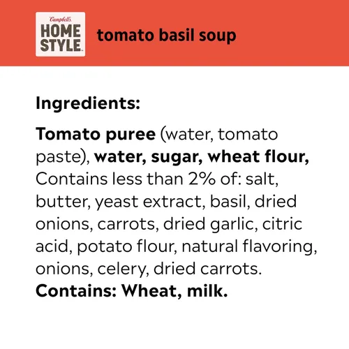 Vista 3 de Sopa de Tomate con Albahaca del Estilo Casero de Campbell's, Lata de 16.3 OZ