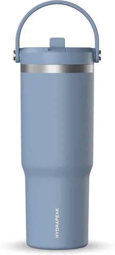 Vista 8 de Hydrapeak Nomad - Vaso de 32 onzas con asa y tapa con popote, a prueba de fugas, doble aislamiento, vaso de acero inoxidable de 32 onzas (almendra)